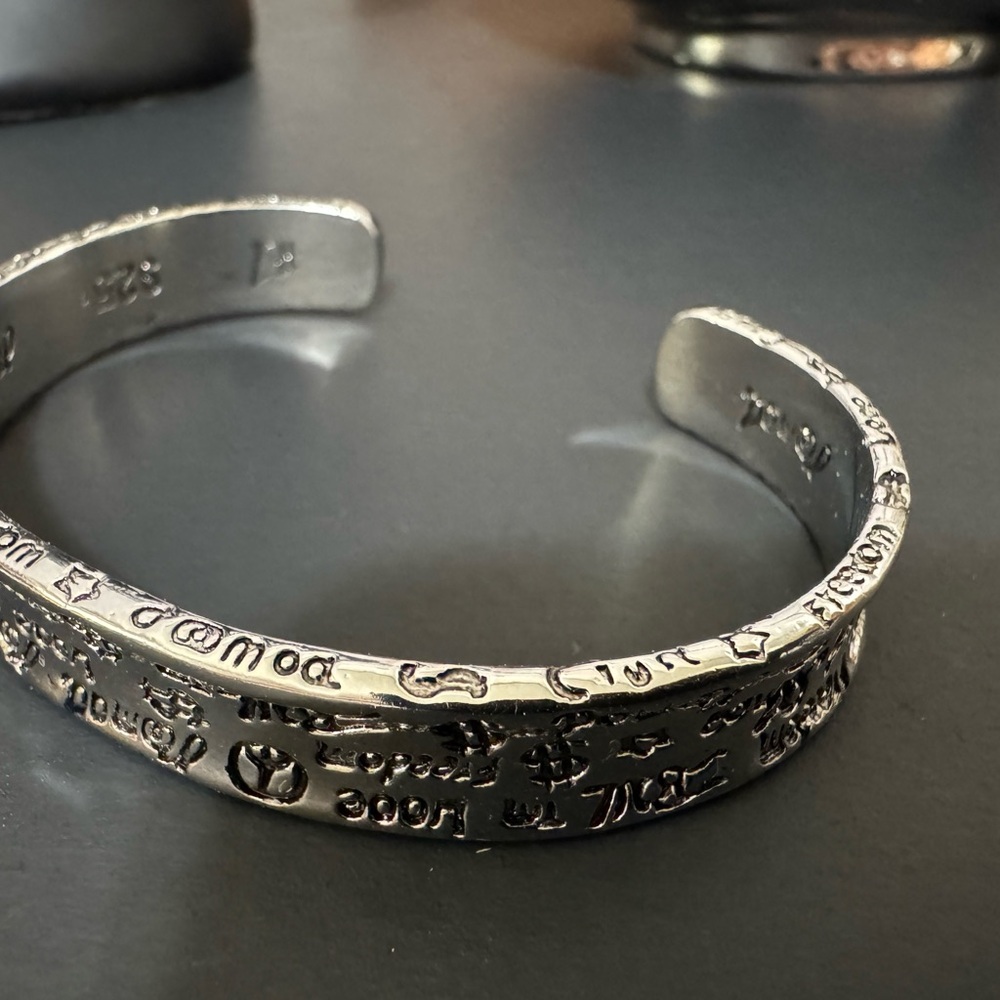 BWL™ Bill Wall Leather Sterling Silver Cuff Bracelet – #1 Jamod Signed 935 Peace